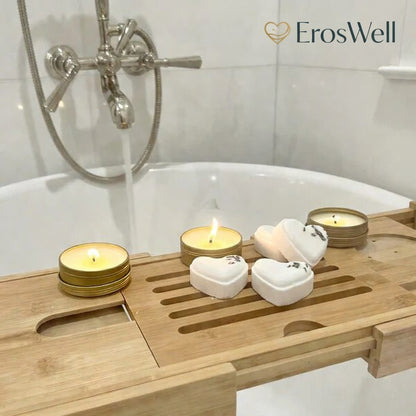 ErosWell bath lover bundle used in relaxing bathtub self care routine