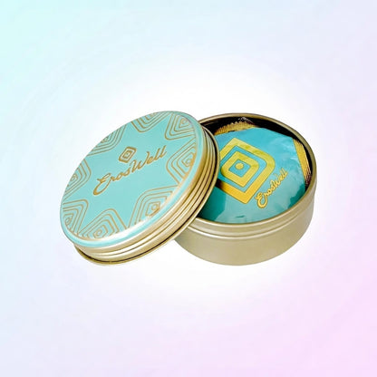 ErosWell pocket carry tin open showing compact metal storage case