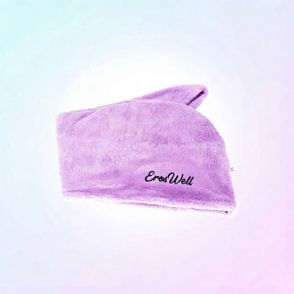 ErosWell quick dry microfiber hair towel wrap styled as a hair turban