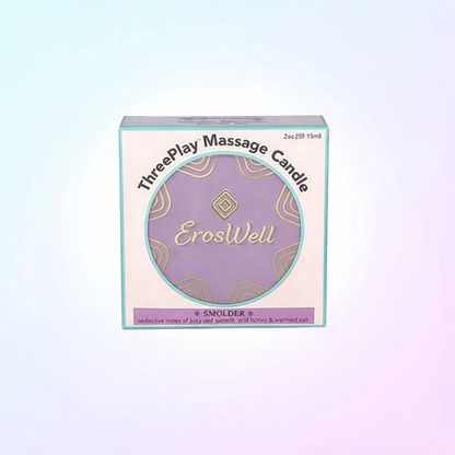 ErosWell ThreePlay massage candle used for relaxing self care massage