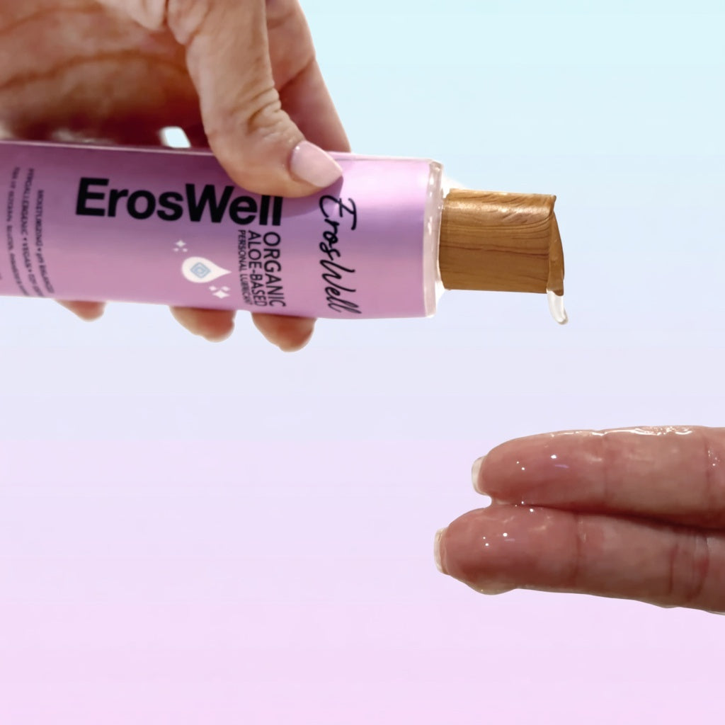 ErosWell organic aloe personal lubricant showing smooth texture