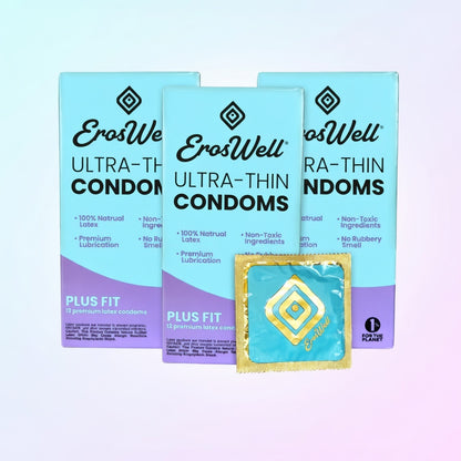 ErosWell ultra thin condoms packaging made from natural latex