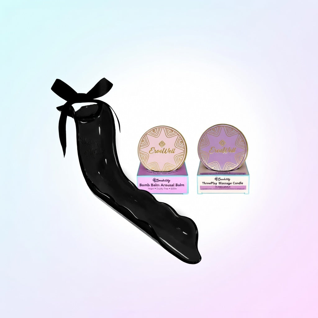 ErosWell WaterSlyde mirror and bath massage candle set